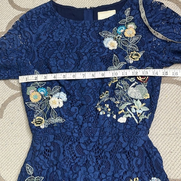 Modcloth Always Lovely Lace Embroidered Beaded Floral Dress A-Line Blue size XS - Picture 13 of 16
